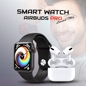 Buy Now T100+ (Series 7) Smartwatch With Apple AirBuds Pro (1st Generation) {UP TO 40% OFF} Special Combo Offer (Black / White)