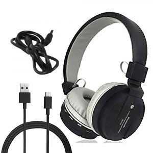 SH-12 Wireless Bluetooth Headphone / Headset Headphone{🎧} Soft Ear-Cups With FM and SD Card Slot with Best Music/Sound Quality and Calling Controls