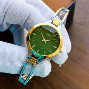 Fossil Green Dial Women’s Watch 1st Copy | Fossil Stainless Steel (Premium Watch) Clone Kerrigan Analog Watch – For Women | Green + Golden Dual Tone Fancy Girls Hand Watch
