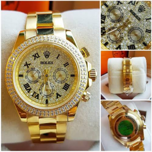 Rolex Premium / Luxury Golden Watch For Men | ROLEX GOLDEN DAIMOND WRIST ANALOG WATCH (CLONE)