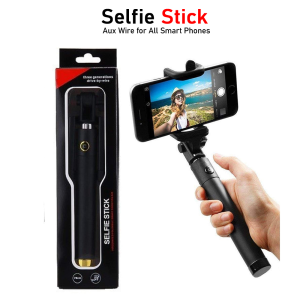 Buy Selfie Stick For All Smart Phones (Android/IOS) with Aux Wire | Adjustable & Portable Mini Selfie Stick (Premium Quality)