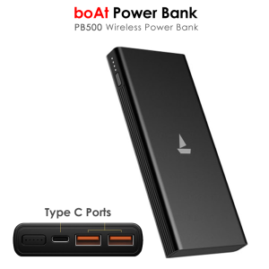 Buy BoAt 10000 mAh Power Bank Wireless Charging | boAt Energyshroom PB500 (Micro USB/ Type C) 22.5W Fast Charging Best Power Bank