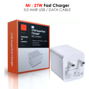 Buy Xiaomi MI 3A | 27W Super Fast (Type C) Charger | MI Original Portable Mobile Charger Adaptor With with USB / Deta Cable (White)