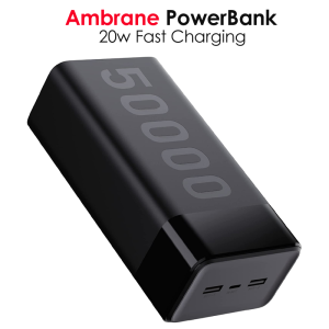 Buy Ambrane 50000mAh PowerBank, 20W Triple Output Power Bank with Li-Polymer Batteries | Fast Charging for iPhone, Smartphones & Other Devices