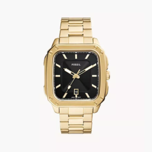 Buy Fossil Inscription Three-Hand Date Gold-Tone Stainless Steel Stylish Watch For Men